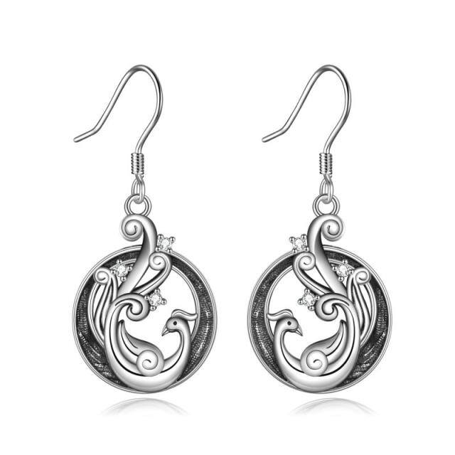 Orecchini pendenti con fenice in argento sterling-1