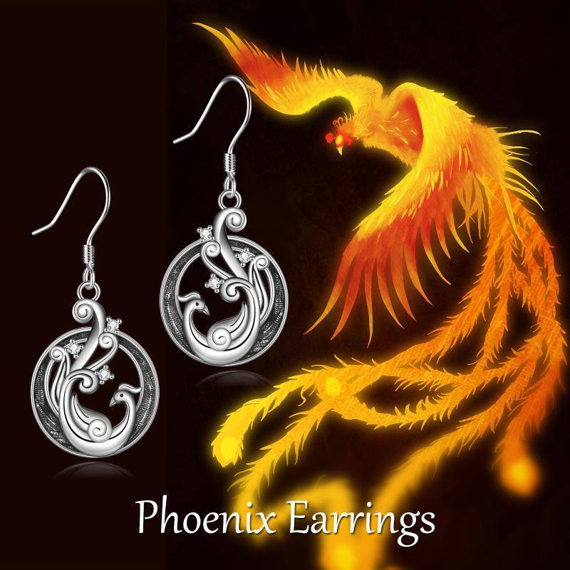 Sterling Silver Phoenix Drop Earrings-6