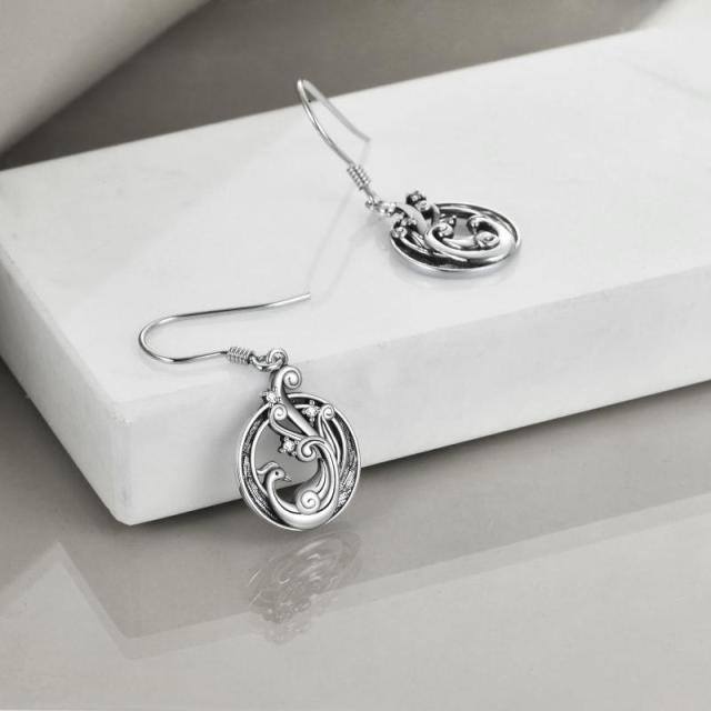 Sterling Silver Phoenix Drop Earrings-4