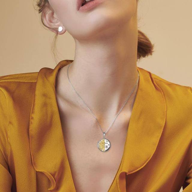 Sterling Silber personalisierte Sonnenblume Foto Medaillon Halskette-1