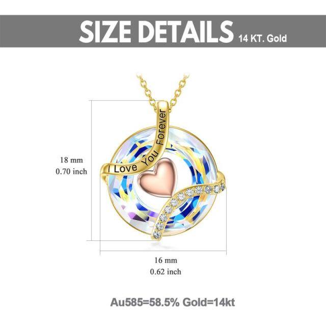 14K Gold Crystal Round Pendant Necklace-4