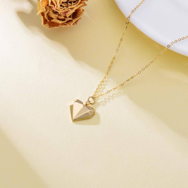 14K Gold Heart Pendant Necklace-4