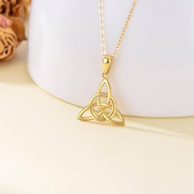 14K Gold Celtic Knot Pendant Necklace-2