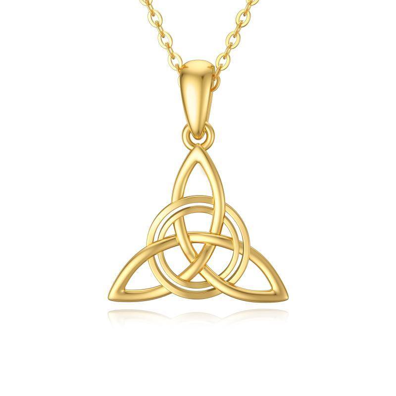 Collier à pendentif nœud celtique en or 14K-1