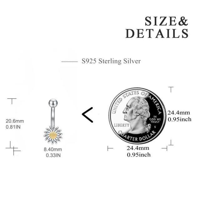 925 Sterling Silber Gänseblümchen-Bauchpiercing für Damen und Mädchen-4