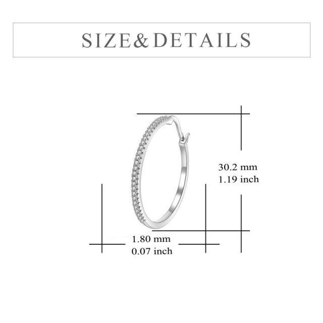 Sterling Silver Circular Shaped Zircon Round Hoop Earrings-3