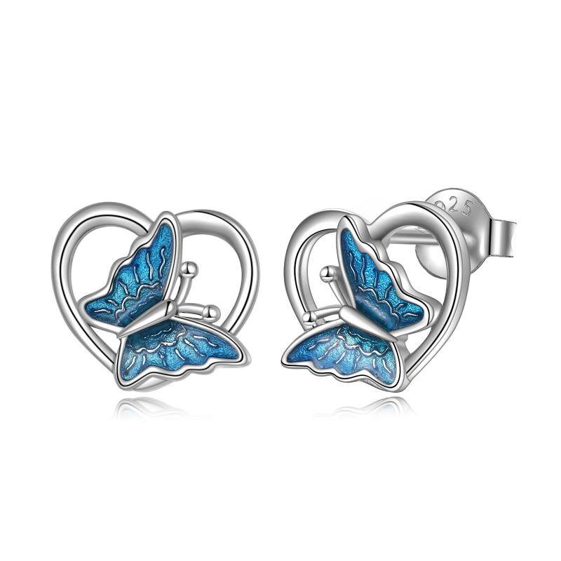 133f1ecf45b4e6929c769d4fb34669c3 - Sterling Silver Butterfly Heart Earrings