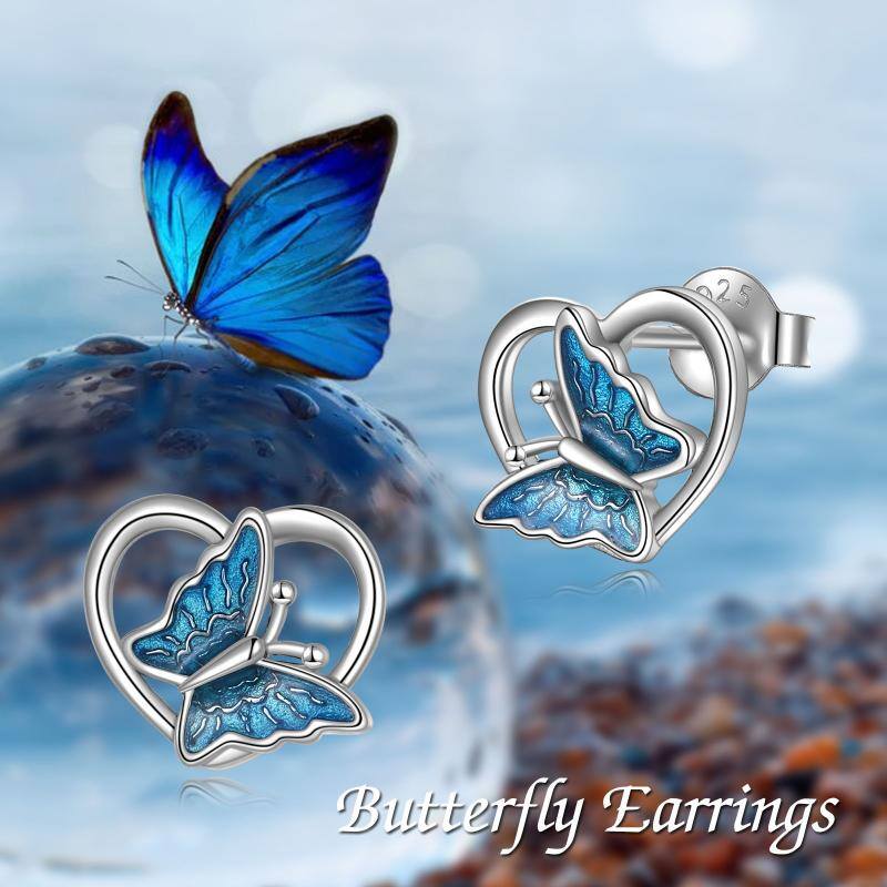 42784afdaf82d13097089b48e584e317 - Sterling Silver Butterfly Heart Earrings