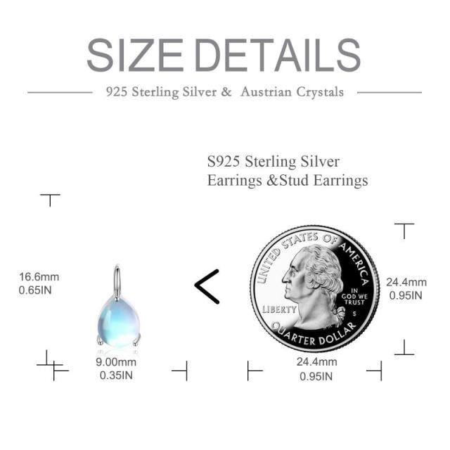Sterling Silver Moonstone Drop Shape Lever-back Earrings-5