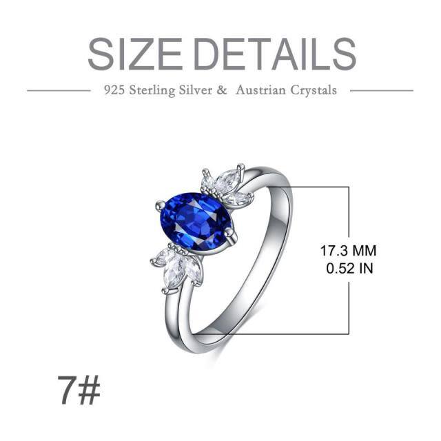 Sterling Silver Oval Shaped Cubic Zirconia Personalized Birthstone Ring-4