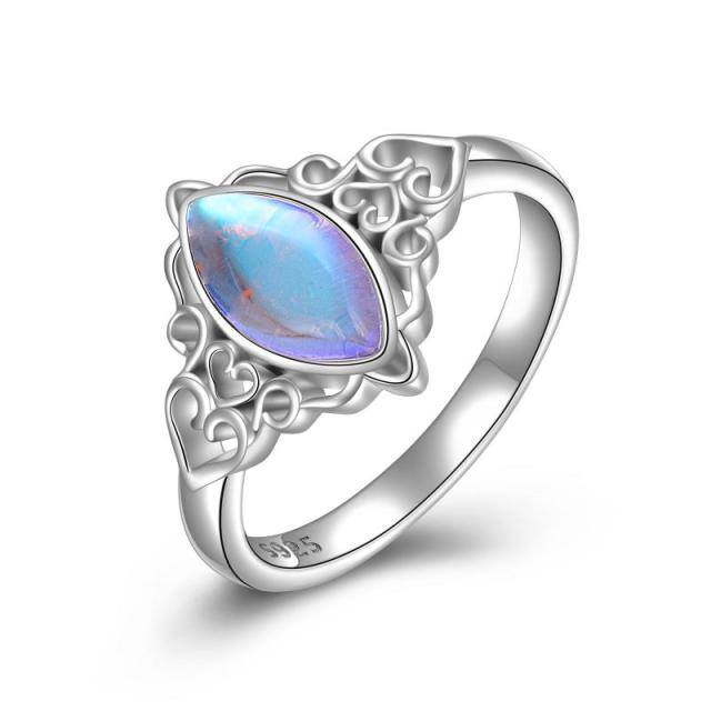 Sterling Silver Marquise Shaped Moonstone Celtic Knot Ring-0