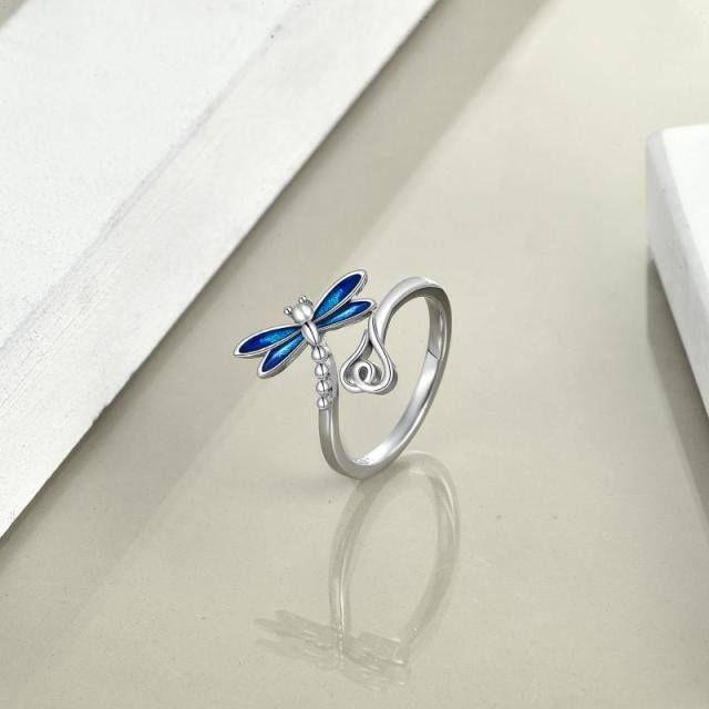 Bague ouverte libellule en argent sterling-3