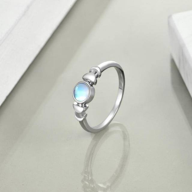 Sterling Silver Circular Shaped Moonstone Ring-2