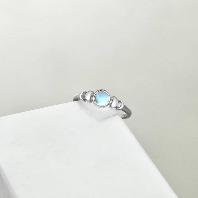 Sterling Silver Circular Shaped Moonstone Ring-3