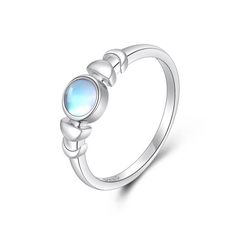 Sterling Silver Circular Shaped Moonstone Ring-1