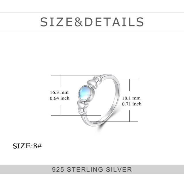 Anel de pedra da lua em formato circular de prata esterlina-5