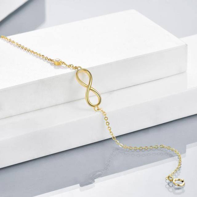 Pulseira com pingente de símbolo do infinito em ouro 14K-3