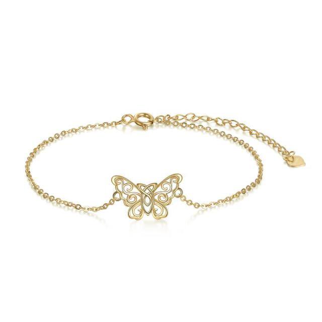 Bracciale con ciondolo a farfalla e nodo celtico in oro 14K-1