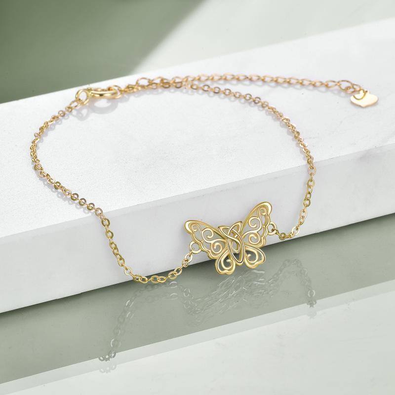 Pulsera Colgante Mariposa y Nudo Celta Oro 14K-3