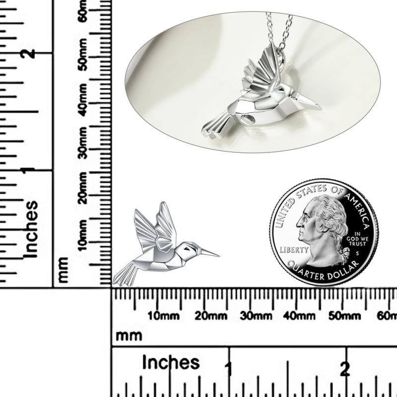 Sterling Silver Origami Hummingbird Urn Necklace for Ashes-6