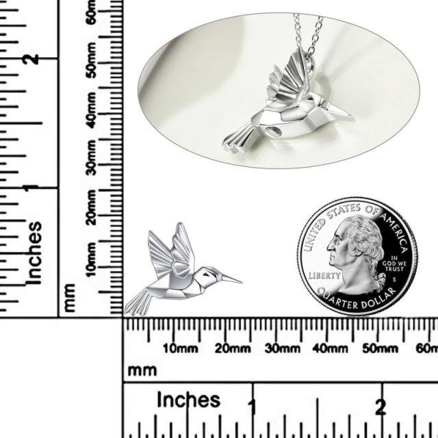 Collana con urna per ceneri in argento sterling Origami Hummingbird-6