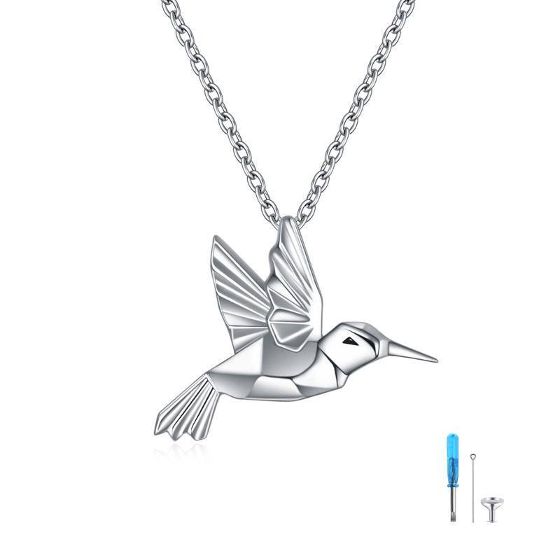 Sterling Silver Origami Hummingbird Urn Necklace for Ashes-1