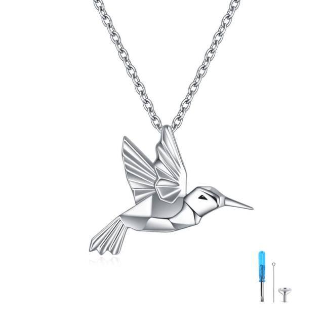 Collana con urna per ceneri in argento sterling Origami Hummingbird-1