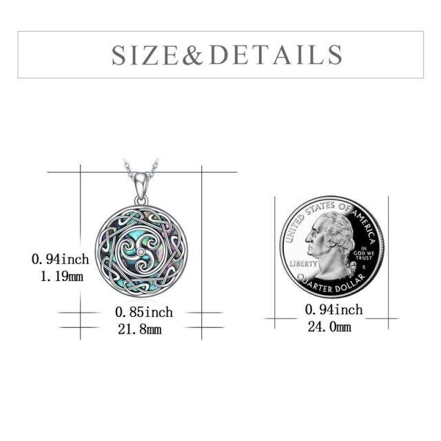 Sterling Silver Abalone Shellfish Celtic Knot Triskelion Pendant Necklace-4