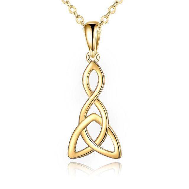 Collier à pendentif nœud celtique en or 14K-0