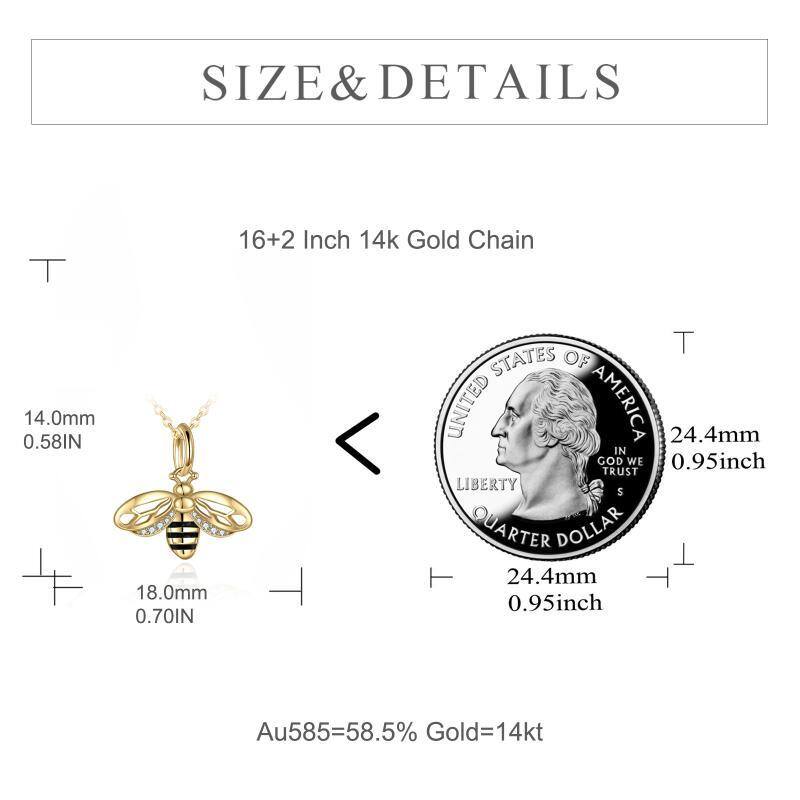 14K Gold Cubic Zirconia Bees Pendant Necklace-5