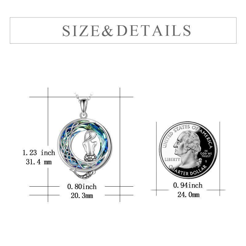 Sterling Silver Mermaid & Moon Crystal Pendant Necklace-6