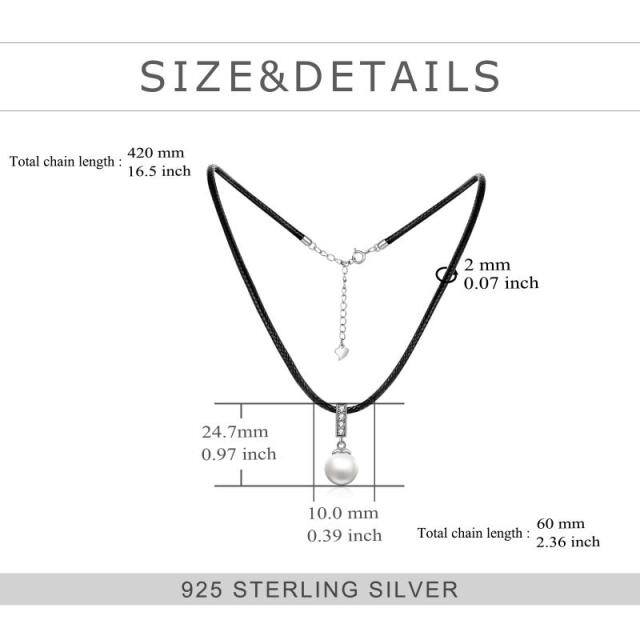 Sterling Silber Perle Flanell Halskette Choker Halskette-5