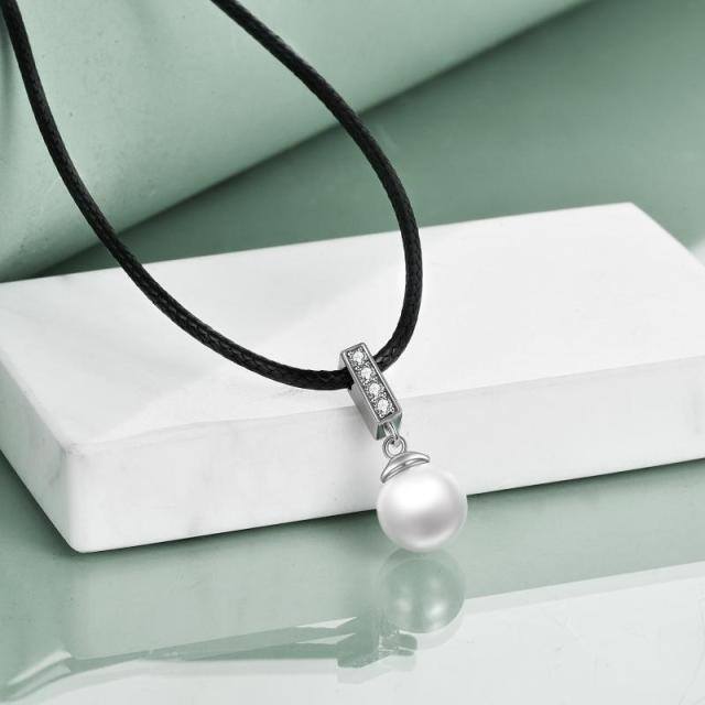 Sterling Silver Pearl Flannel Choker Necklace-3