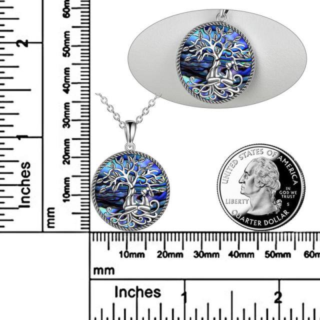 Collier en argent sterling avec pendentif Abalone Shellfish Tree Of Life & Sisters (arbre-4