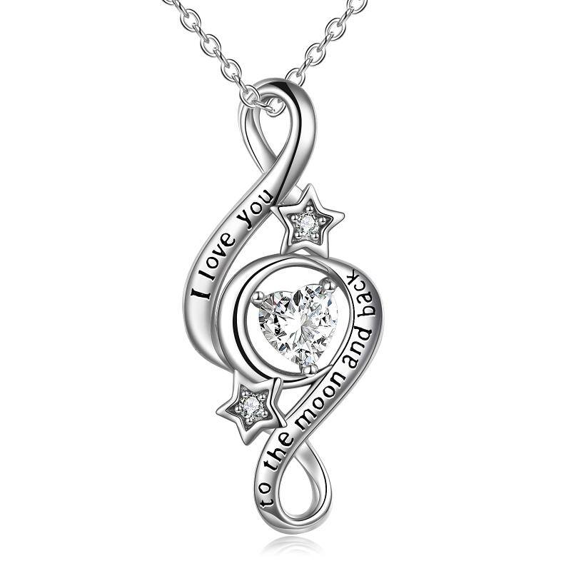 a19f33a07f20af3820a0000933a58e2e - 925 Sterling Silver Moon Star Necklace I Love You To The Moon And Back Infinity Jewelry