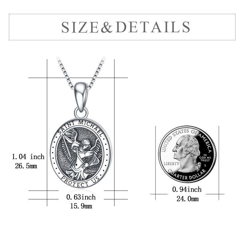 Sterling Silber Saint Michael personalisierte Foto Medaillon Halskette-6