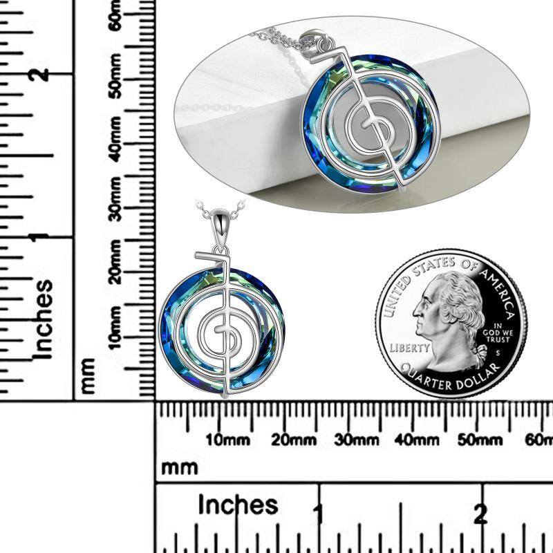 Sterling Silver Reiki Cho Ku Rei Symbol Crystal Pendant Necklace-5