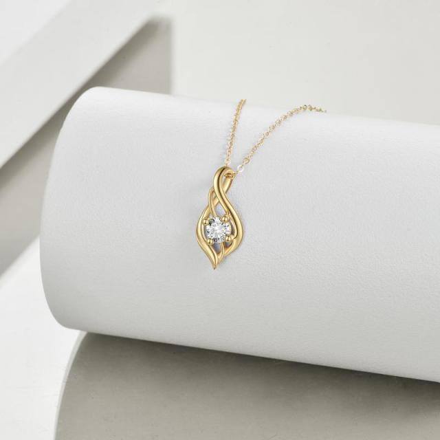 14K Gold Drop Shape Crystal Pendant Necklace-2