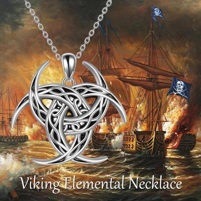 Colar com pingente de prata esterlina com nó celta e runa viking-2