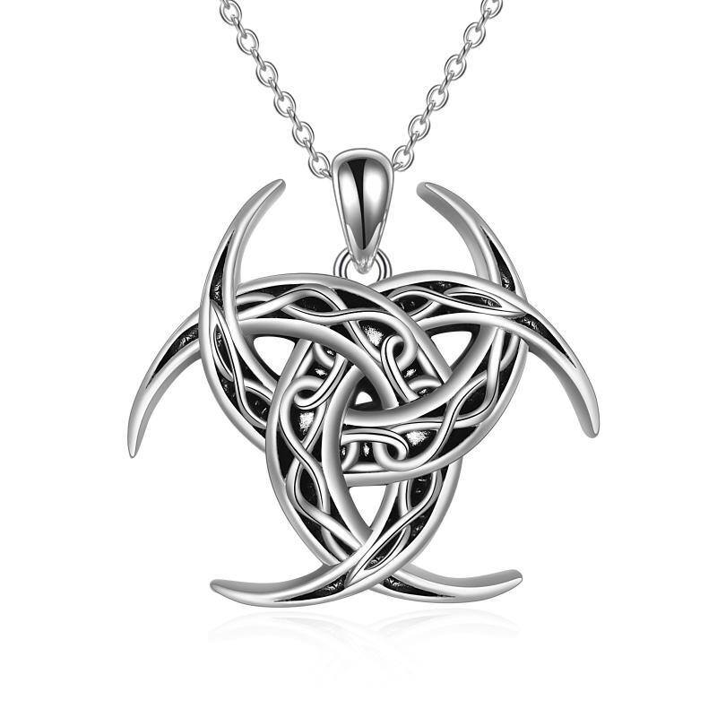 Collier en argent sterling avec pendentif nœud celtique et rune viking-1