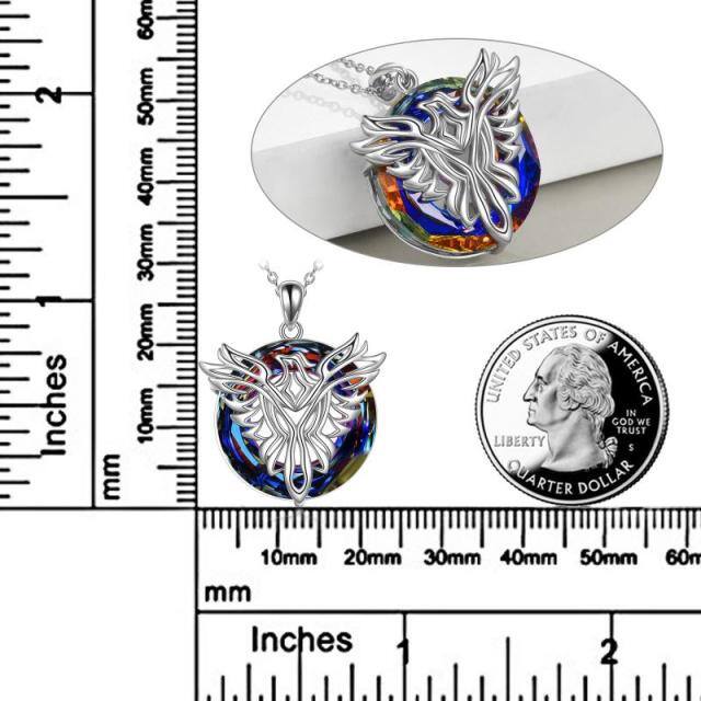 Colar de prata esterlina com pingente de cristal roxo em forma circular Phoenix-4