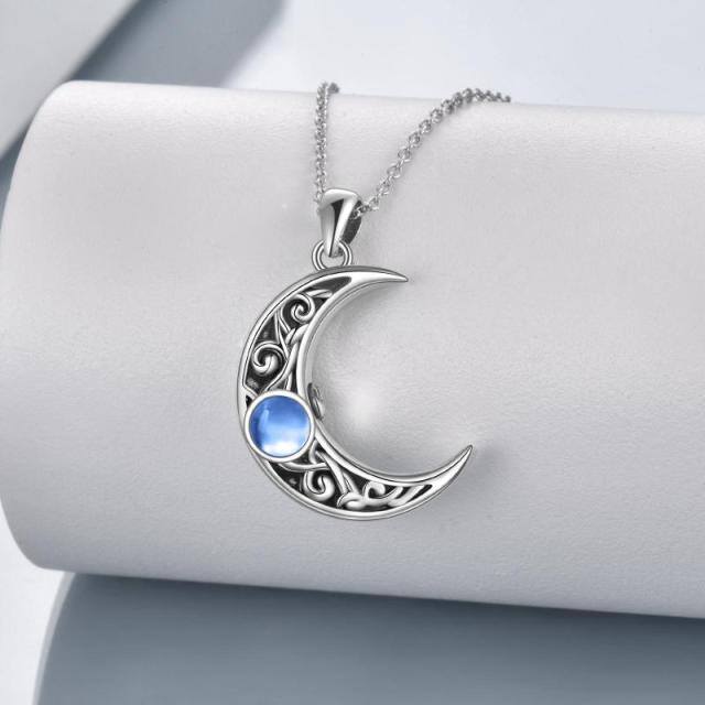 Sterling Silver Moonstone Moon Urn Necklace for Ashes-2