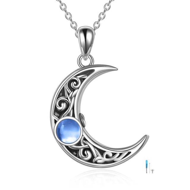 Sterling Silver Moonstone Moon Urn Necklace for Ashes-0