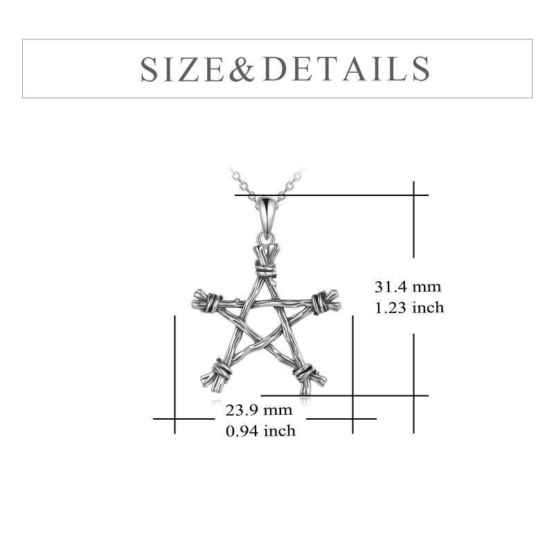 Sterling Silber Pentagramm & Hexe Anhänger Halskette-6