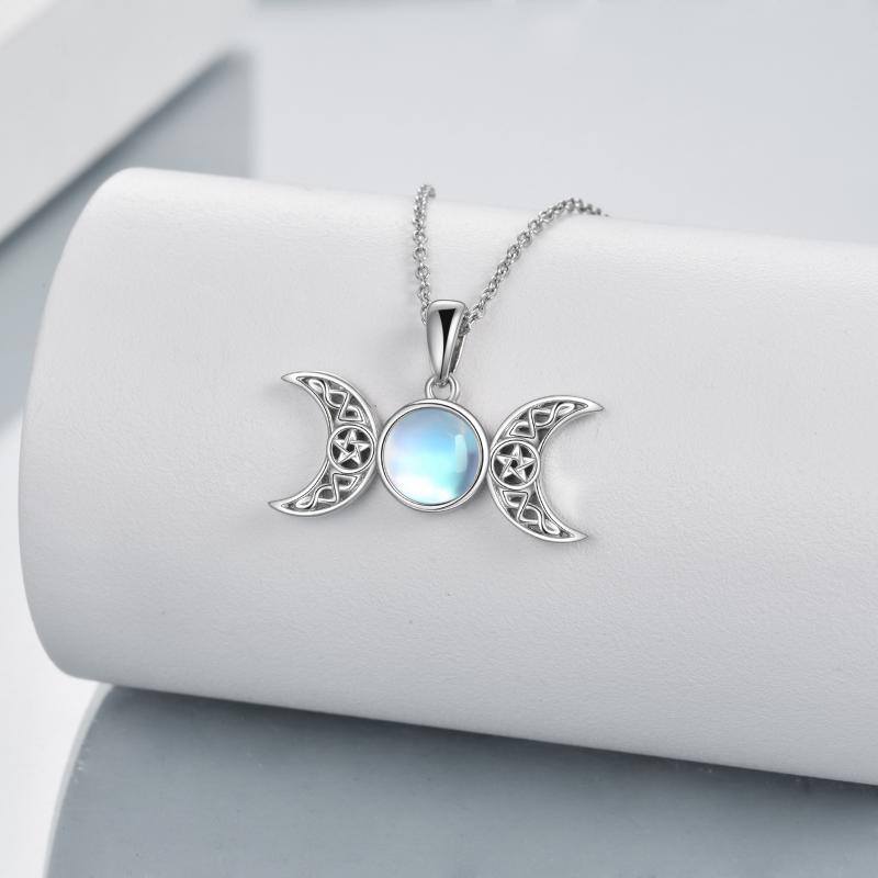 aa665eef1e1c426611747b6fc2af3fb8 - Moonstone Triple Moon Goddess Amulet Pentagram Pendant Necklace Sterling Silver Wiccan Jewelry