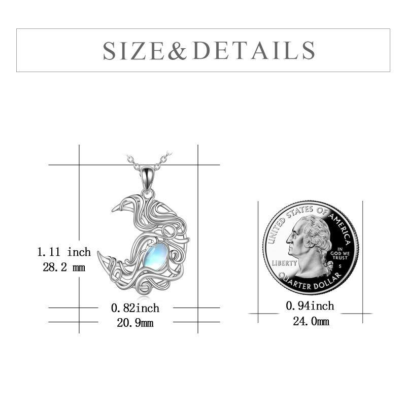 Halskette mit Mondstein-Anhänger aus Sterlingsilber für Damen-5