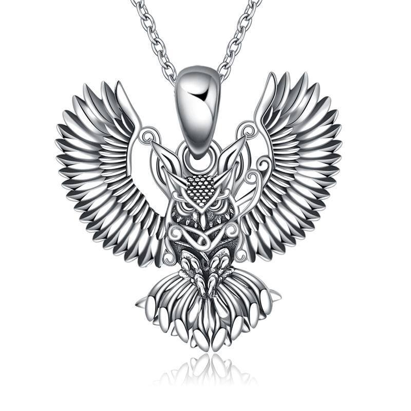 Collier en argent sterling avec pendentif hibou-1