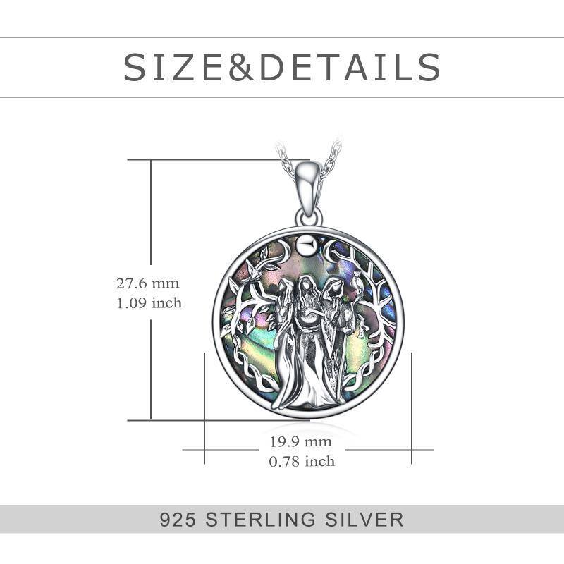 Sterling Silver Abalone Shellfish Triple Moon Goddess Pendant Necklace-6