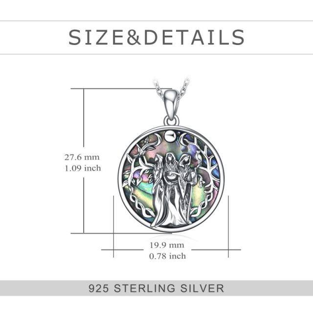 Sterling Silver Abalone Shellfish Triple Moon Goddess Pendant Necklace-5