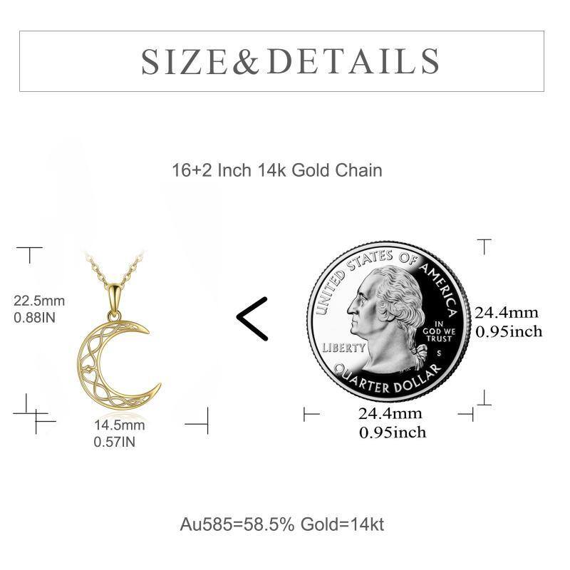 14K Gold Celtic Knot & Moon Pendant Necklace-6